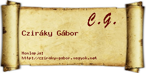 Cziráky Gábor névjegykártya